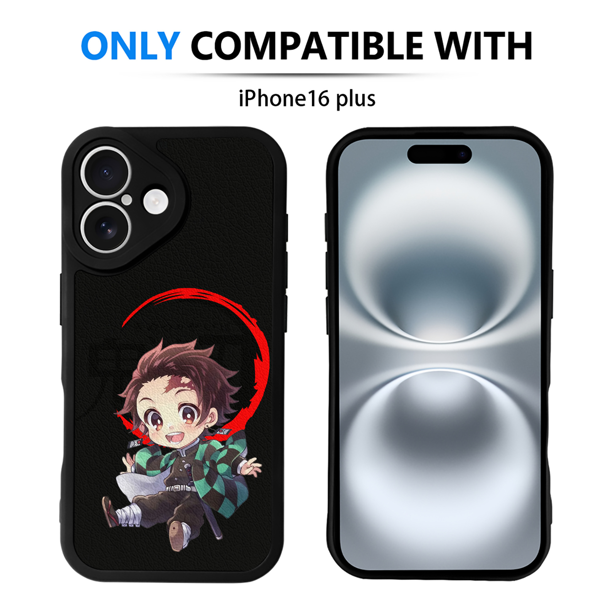 （画像用） 鬼滅の刃 竈門 炭治郎／かまど たんじろう Kamado Tanjirou 【iPhone 16シリーズ対応】シリコンスマホケース（レザー調） 材質：シリコン